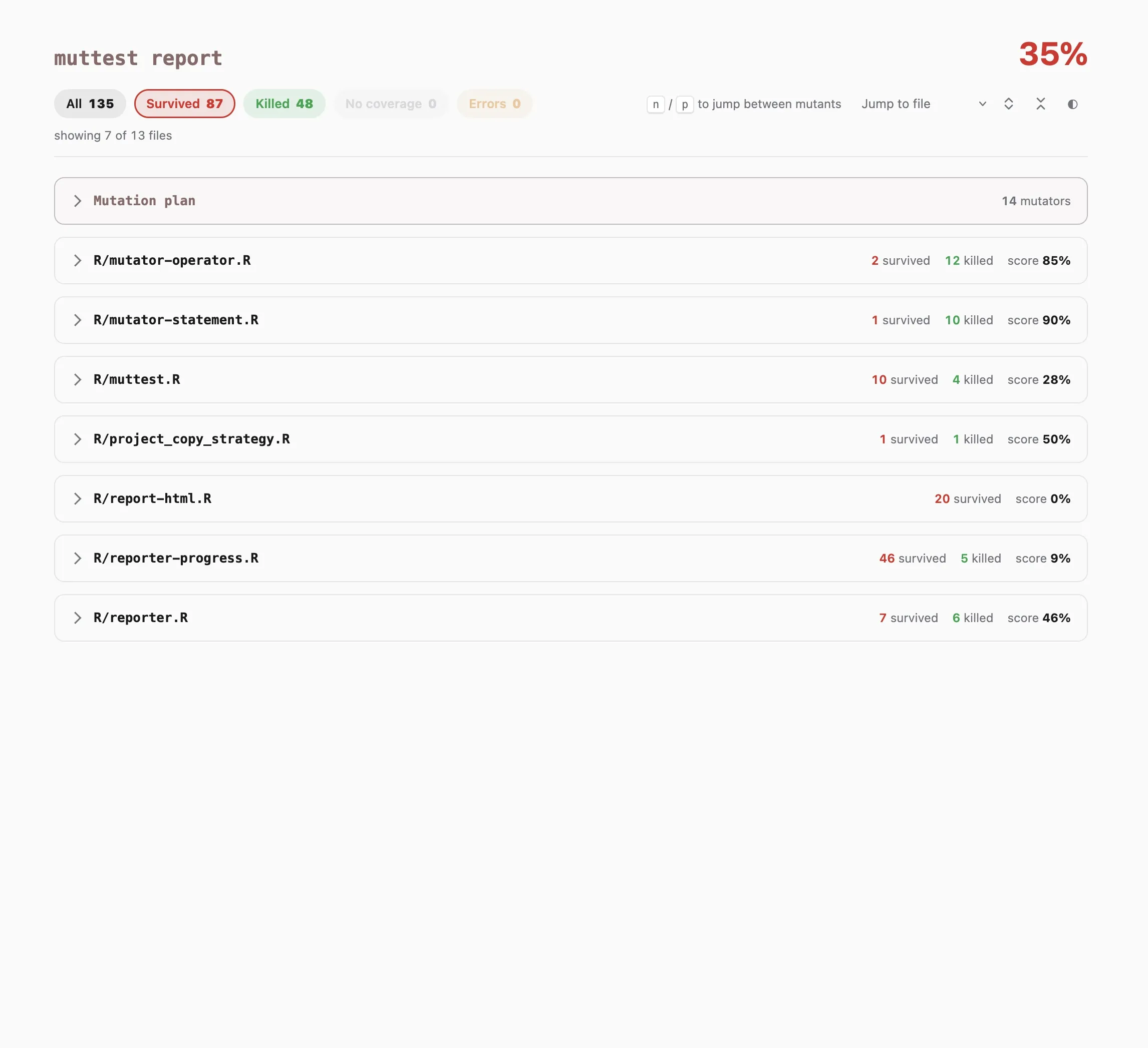 HTML report